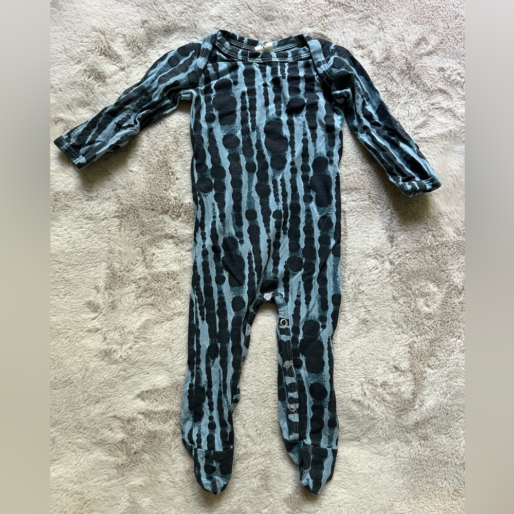 Kate Quinn Blue Shibori Footed Romper 0-3 Months